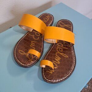 Sam Edelman Gorgene Toe-ring slide Sandals size 6.5 Women's Golden Rod leather